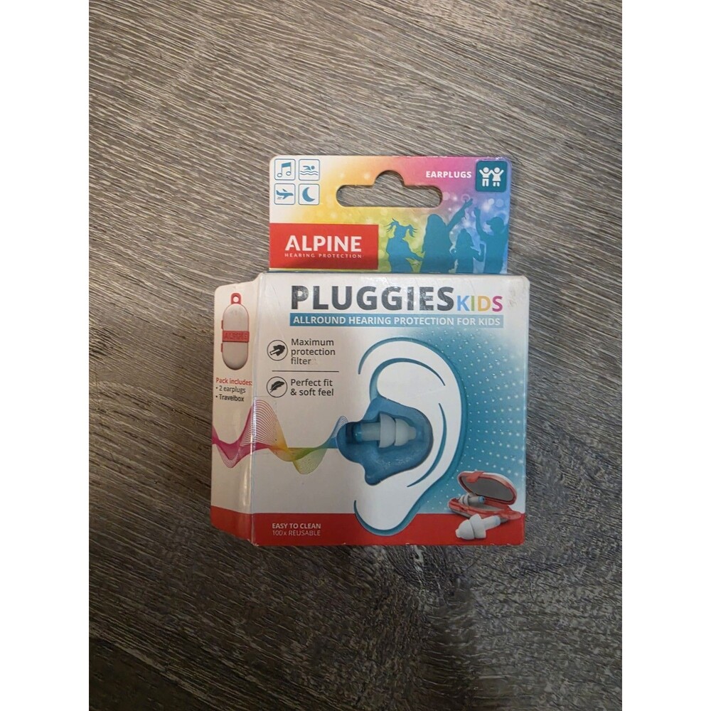 Alpine Pluggies Kids Earplugs Small White Music Swimming Travelbox Open Box New